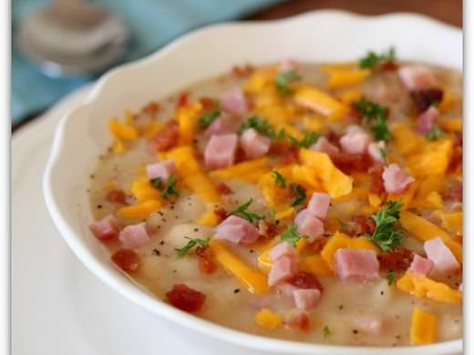 White Bean Soup with Ham, Bacon and Cheddar | Hurst Beans
