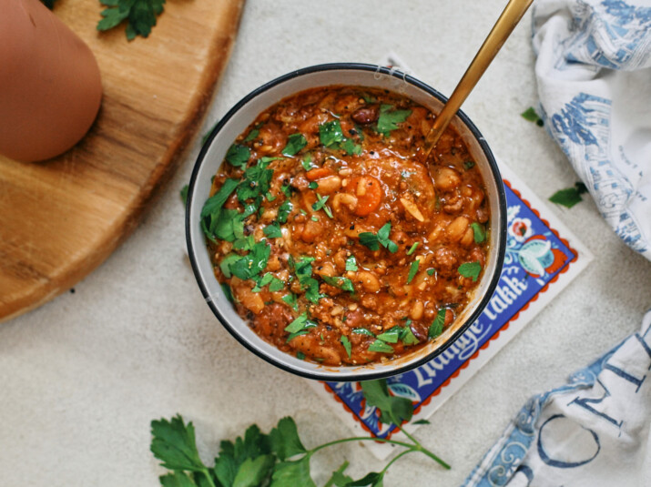Hearty Italian Bean & Orzo Stew