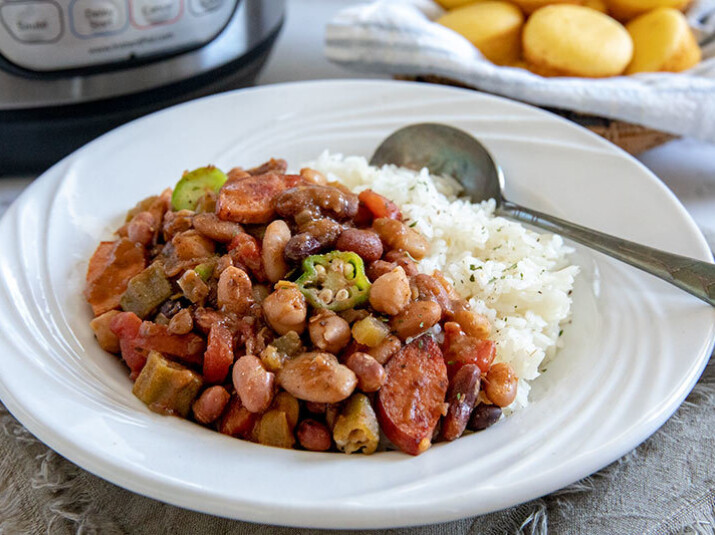 Instant Pot Cajun 15 BEAN SOUP® with Rice and Sausage